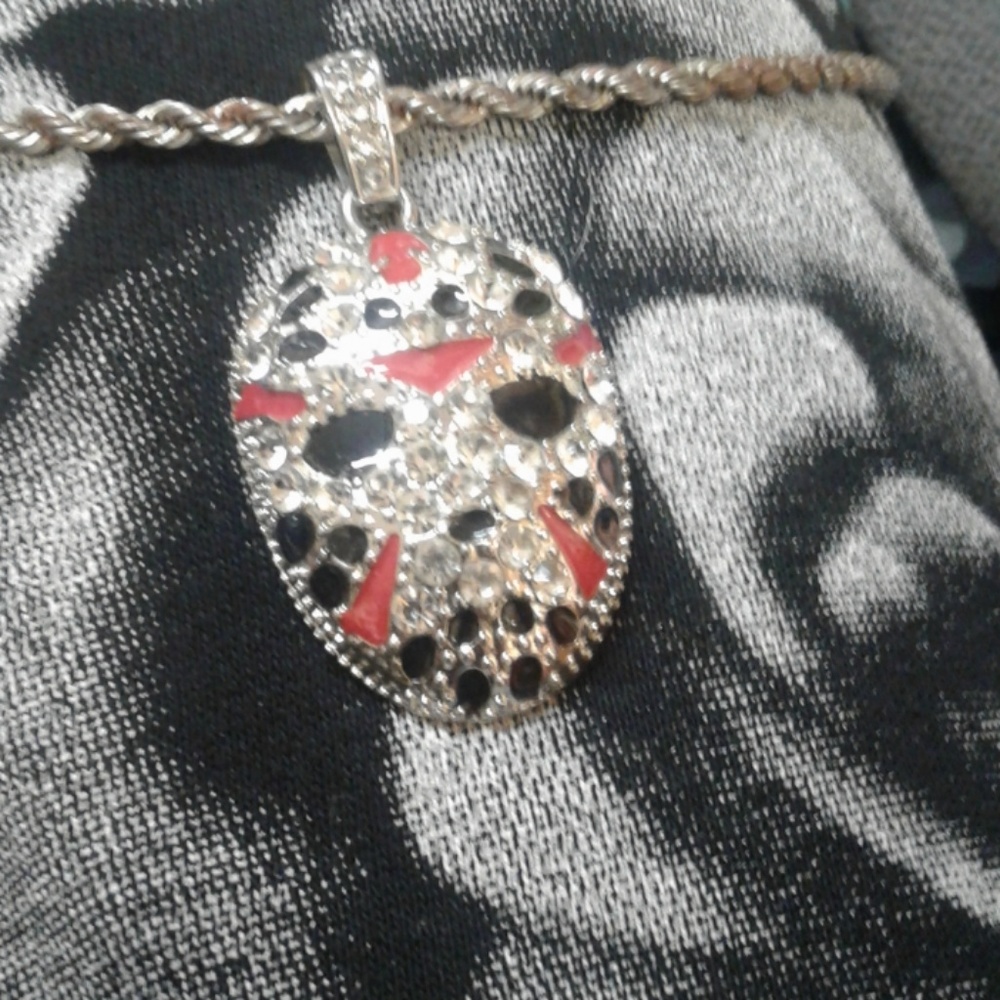 Iced out Jason's mask pendant